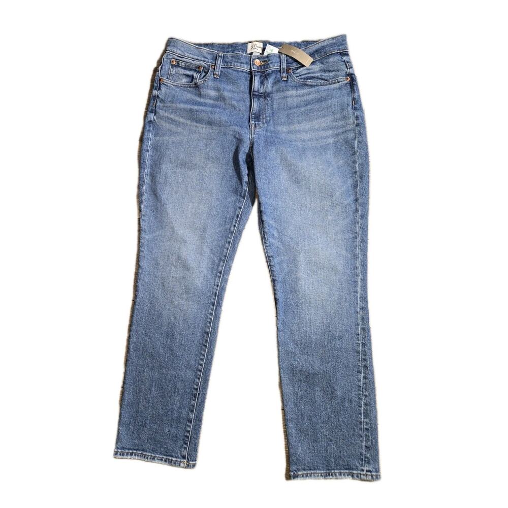 J.Crew Womens High Rise Vintage Straight Jeans 30 Blue Medium Wash Stretch